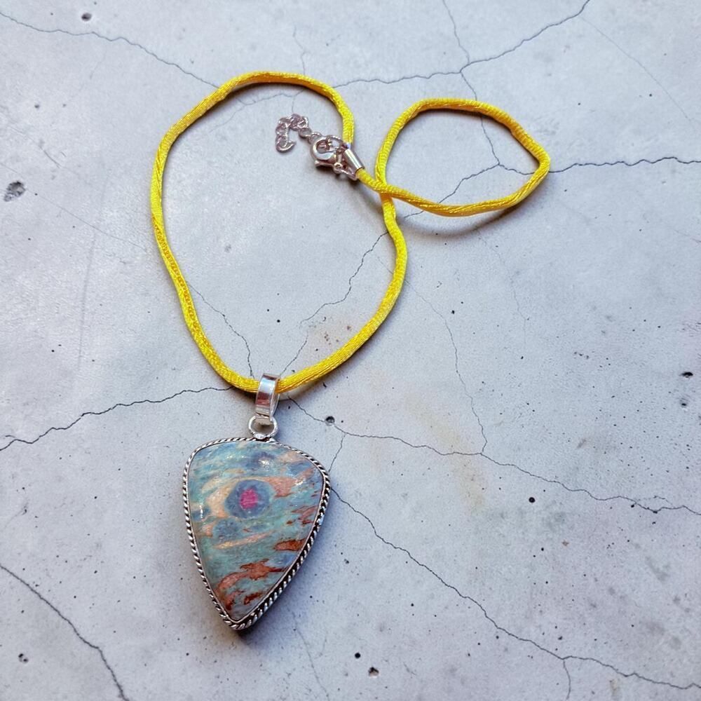 Ruby in Fuchsite Sterling Silver Plated Necklace